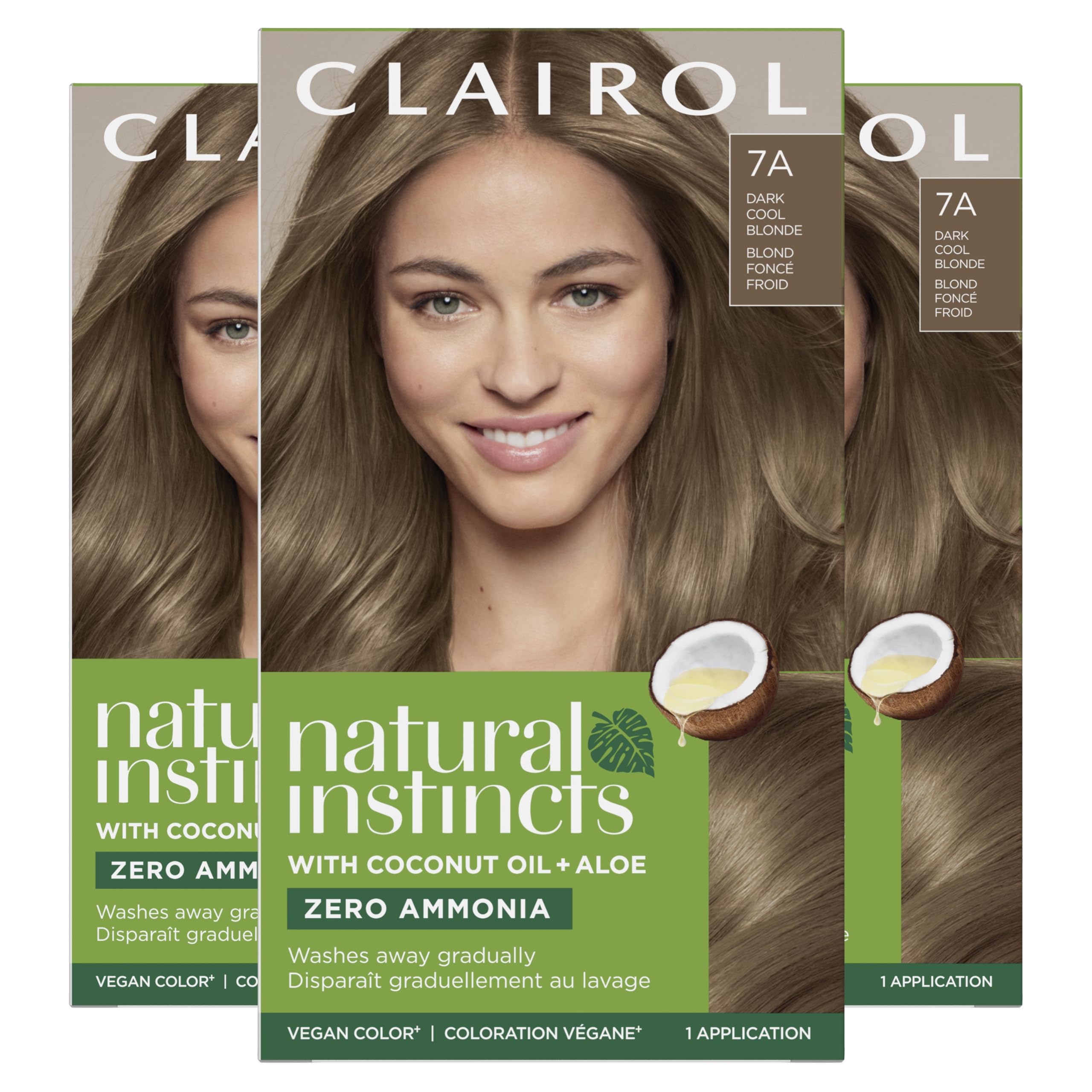 Clairol Natural Instincts 7A dark cool blonde pack for at-home color refresh