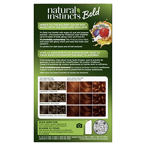Clairol Natural Instincts Bold Copper Sunset activator for even color lift.