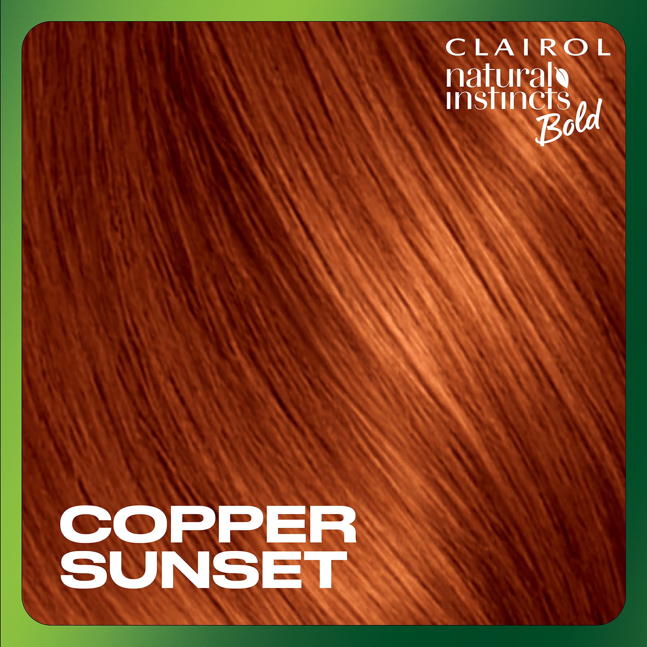 Copper Sunset shade swatch shows warm orange and auburn tones.
