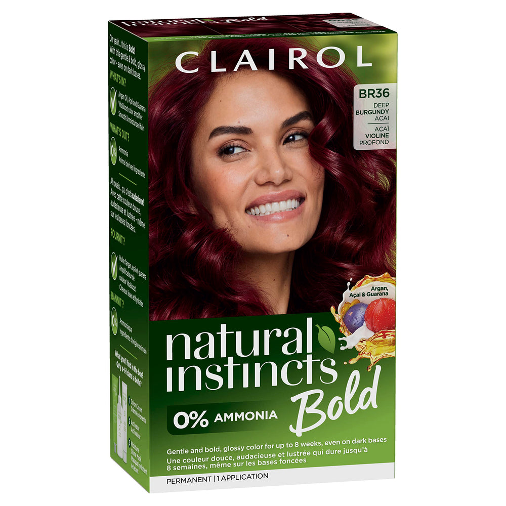 Clairol Natural Instincts Bold color-cream BR36 Deep Burgundy for vivid, long-lasting color.