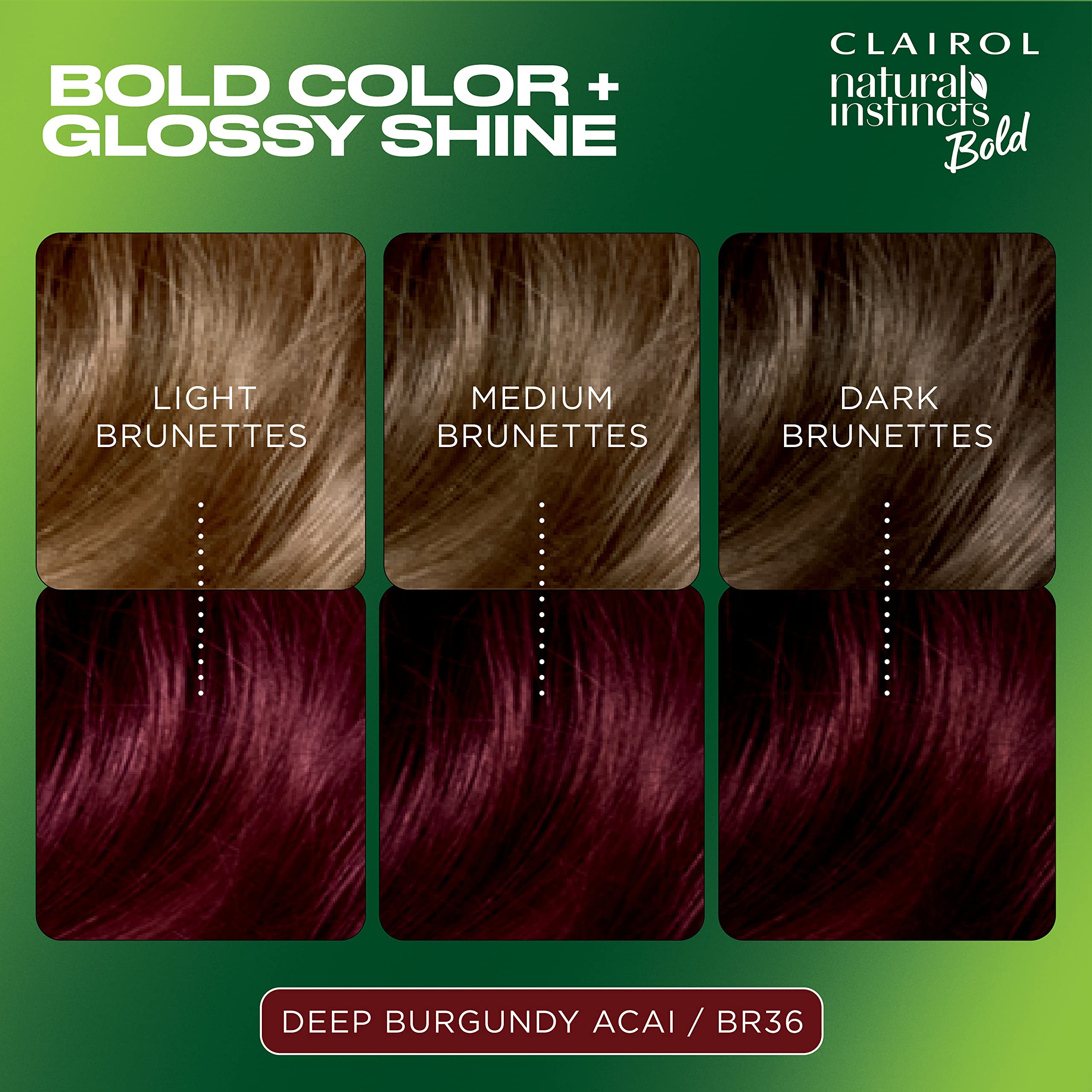 Clairol Natural Instincts Bold Moisture Shine Mask for glossy finish and color lock.
