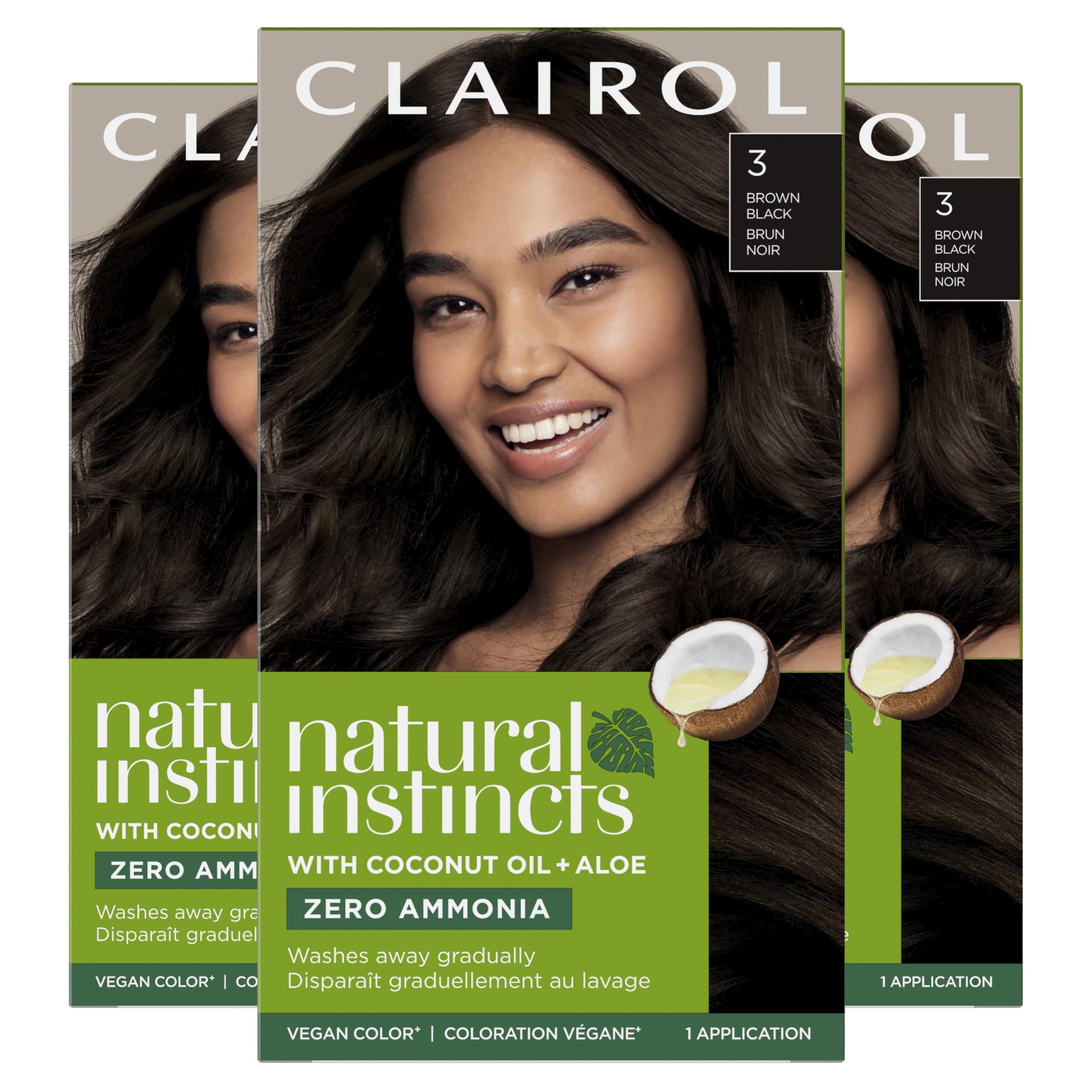 Clairol Natural Instincts 3 brown black pack ready for at-home color