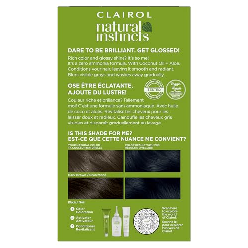 Clairol Natural Instincts 2BB blue black cream application demonstrates easy color application.