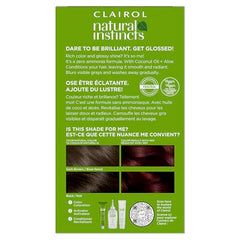 Clairol Natural Instincts 4RV bottle demonstrates smooth, even dye application