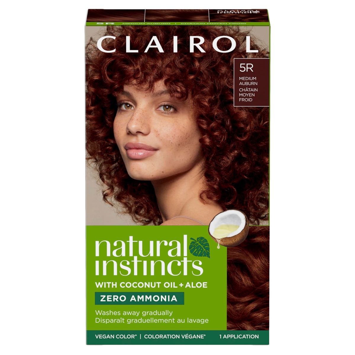 Clairol Natural Instincts 5R medium auburn bottle ready for color