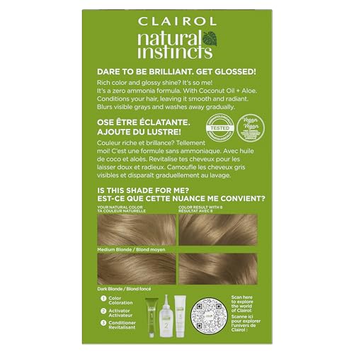 Clairol Natural Instincts instruction sheet for simple at-home use.