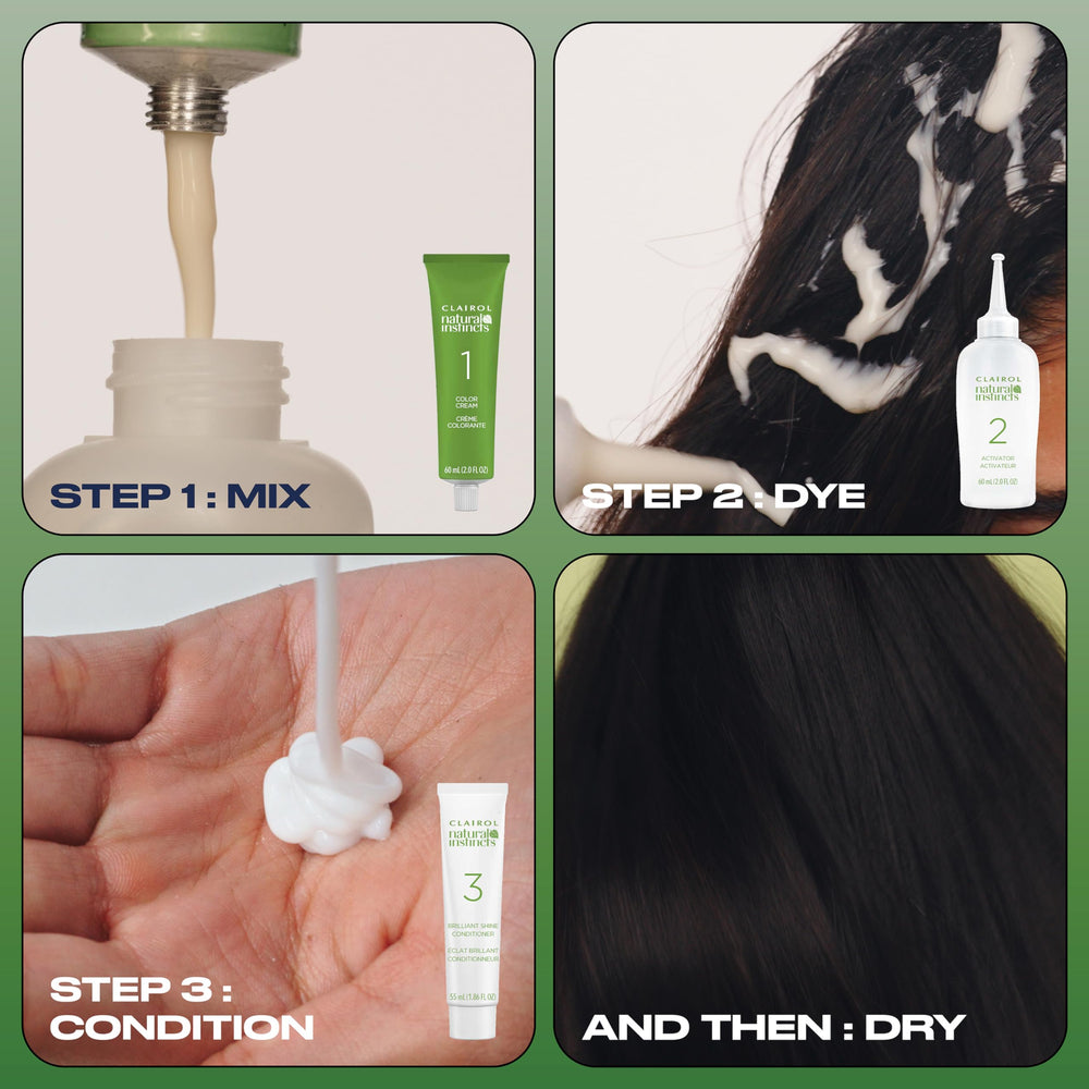 Clairol Natural Instincts 5C box front showing vegan formula details.