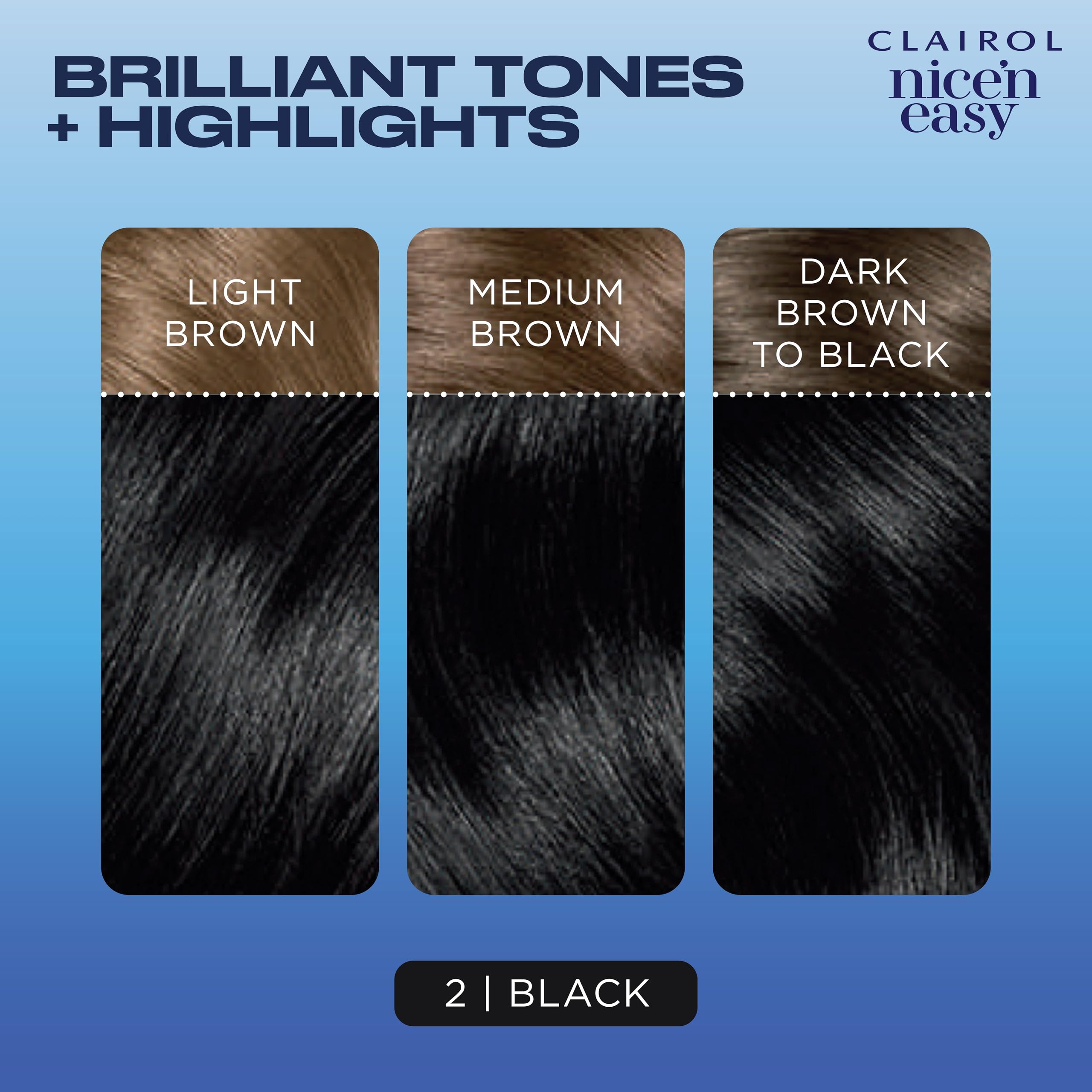 Clairol Nice'n Easy 3 tones and highlights mimic natural color.