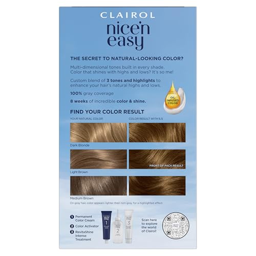 Clairol Nice'n Easy 6.5 Lightest Brown color-cream delivers even color uptake.