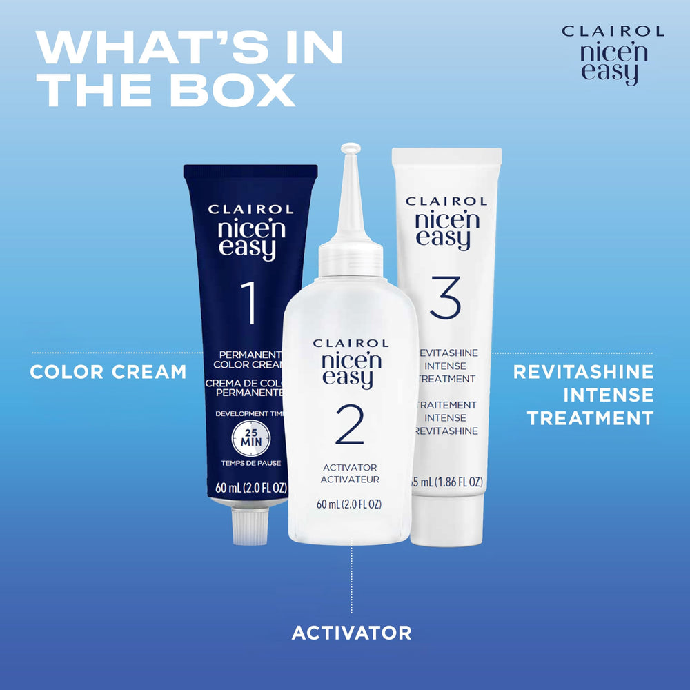 Clairol Nice'n Easy step-by-step application visuals for easy use.