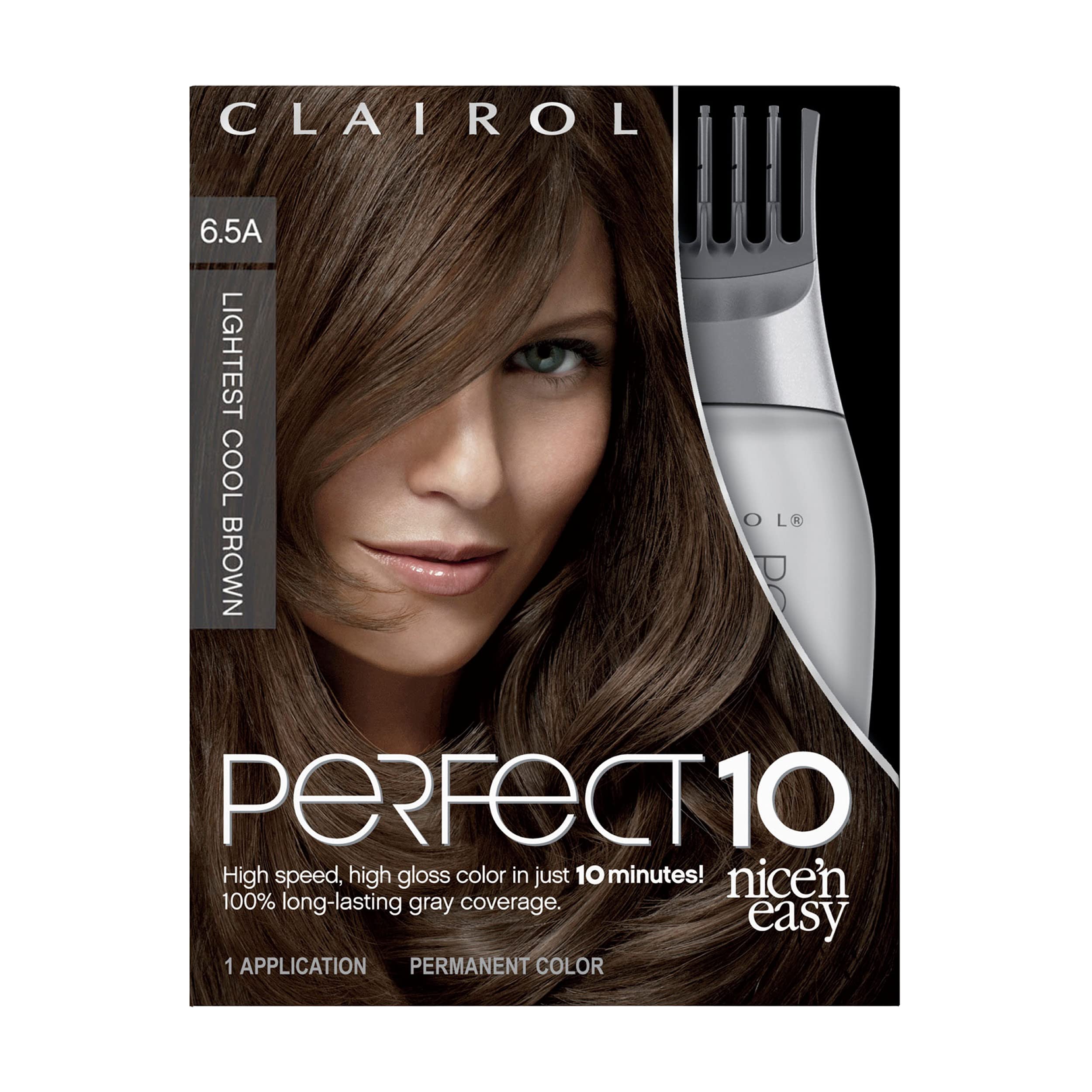 Clairol Nice'n Easy Perfect 10 color cream for natural-looking gray coverage.