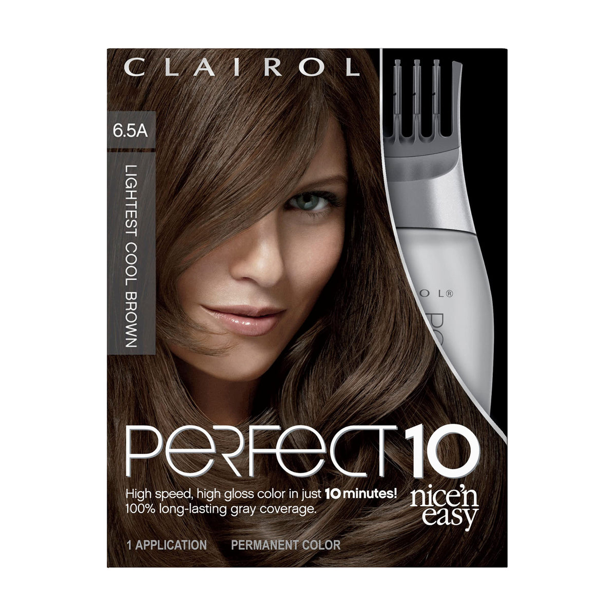 Clairol Nice'n Easy Perfect 10 color cream for natural-looking gray coverage.