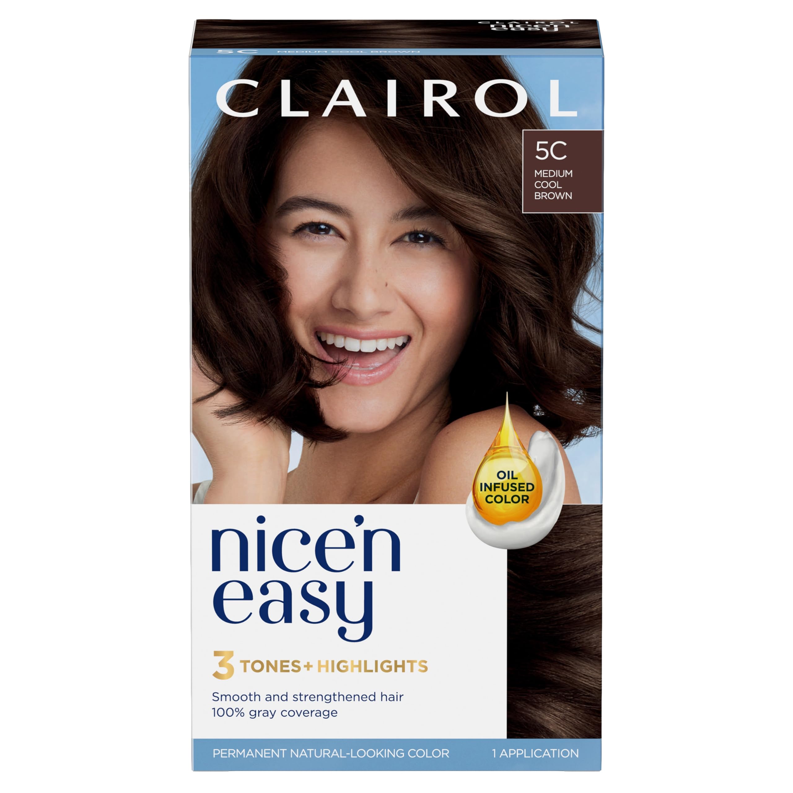 Clairol Nice'n Easy 5C color application kit for natural, even gray coverage