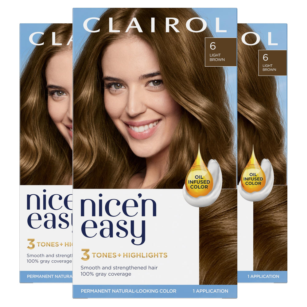 Clairol Nice'n Easy 6 Light Brown box packaging for at-home use