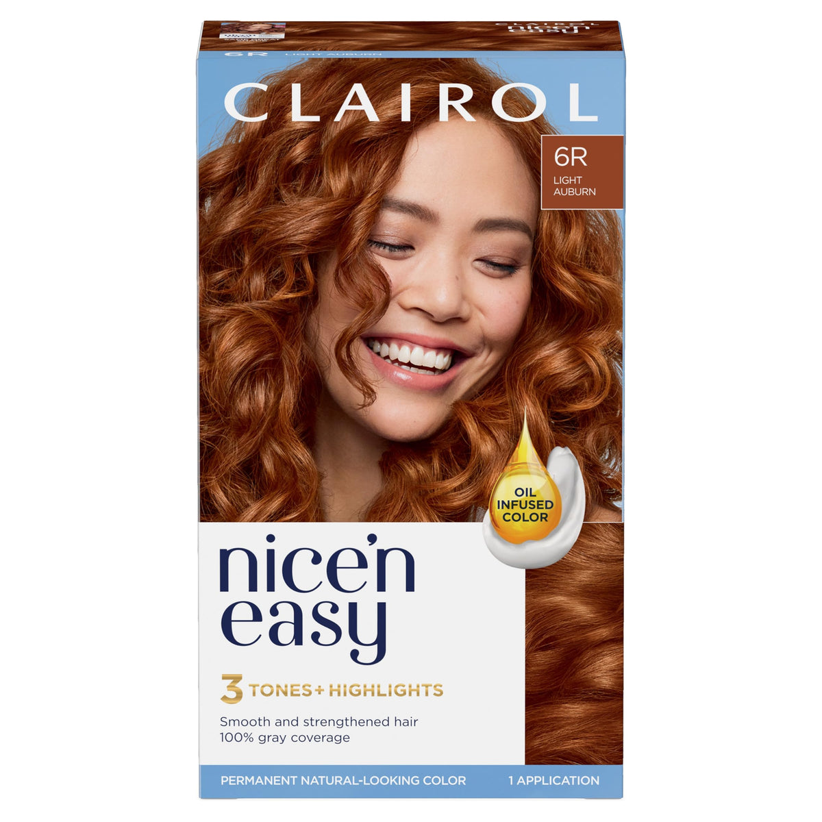 Clairol Nice'n Easy 6R bottle pour for even color application