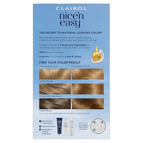 Clairol Nice'n Easy 8 Medium Blonde dye cream ready for precise mix and uniform shade.