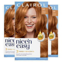 Clairol Nice'n Easy 8R box kit for at-home color application.