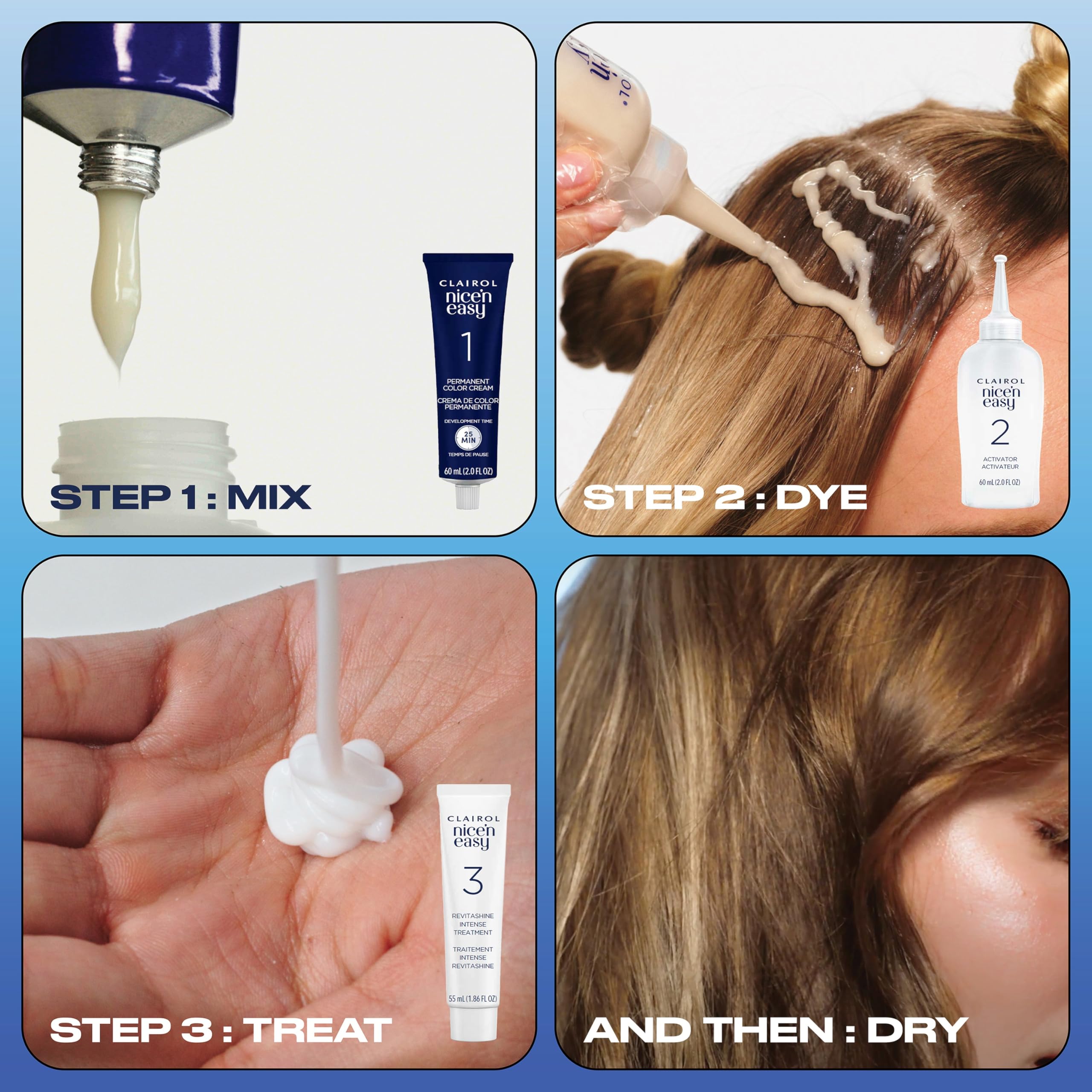 Permanent color cream for Clairol Nice'n Easy 8R application