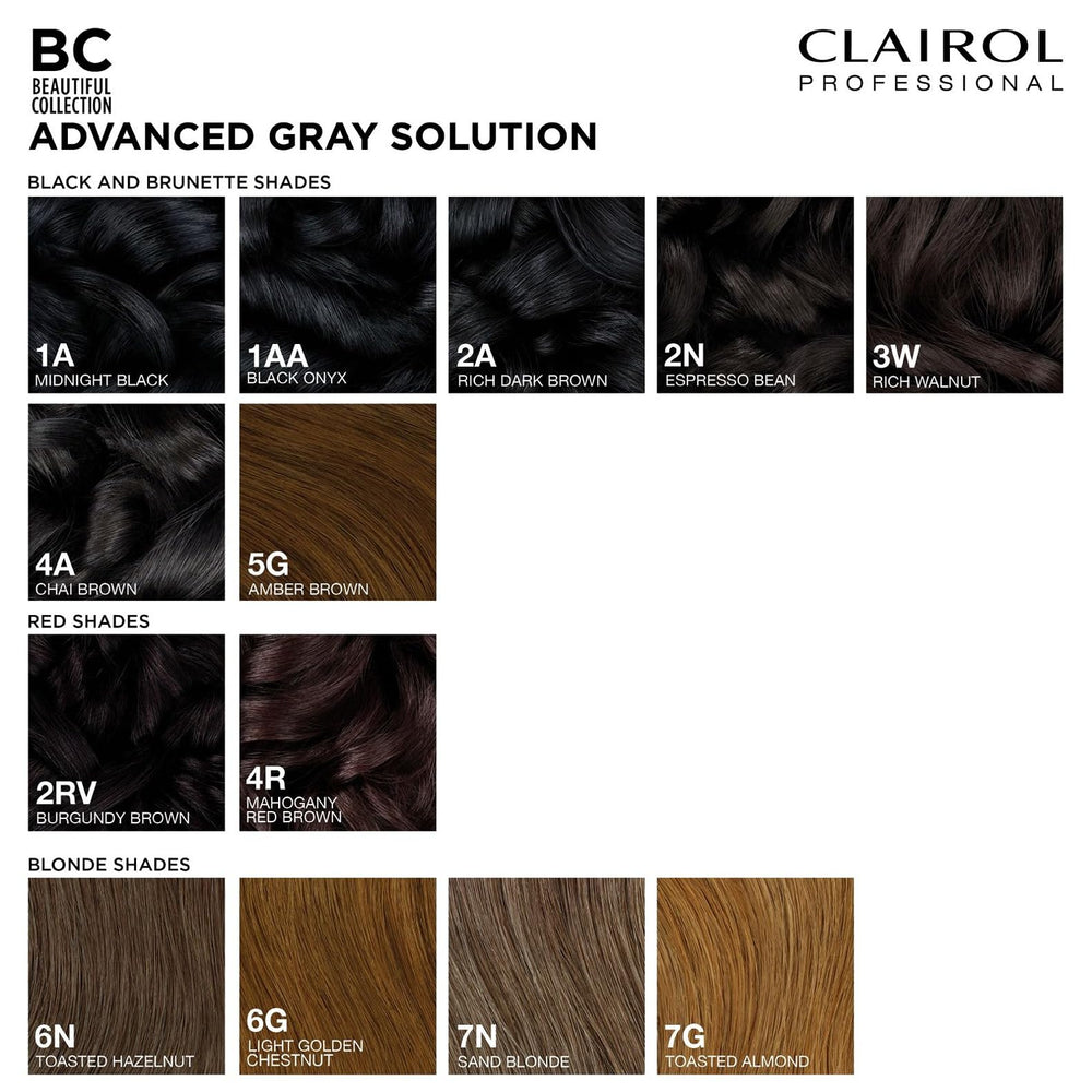 Clairol Professional Advanced Gray Solution close-up shows glossy, moisturized finish.