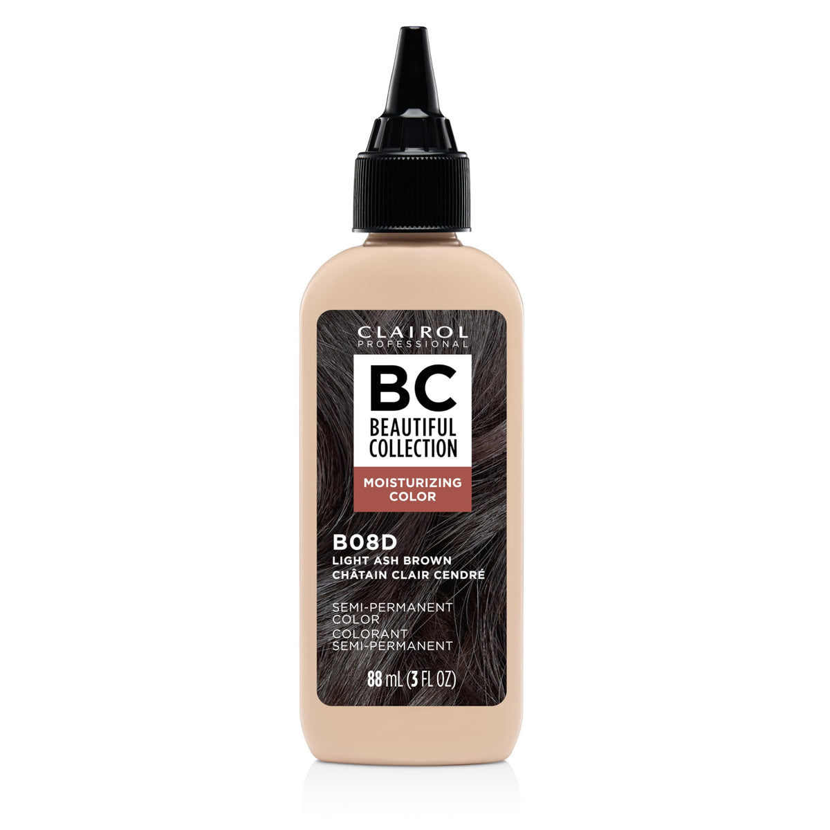 Clairol Professional Beautiful Collection 8D light ash brown bottle for at-home color application.