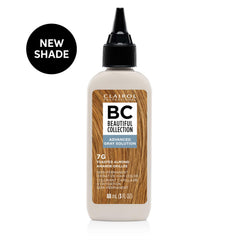 Clairol Professional Beautiful Collection Advanced Gray Solution toasted almond packaging showing shade options.