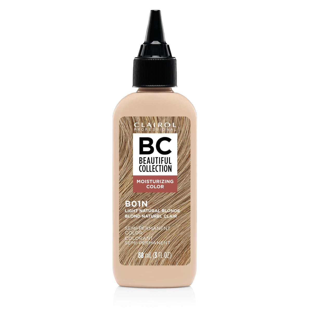 Clairol Professional Beautiful Collection color bottle shows rich color preview