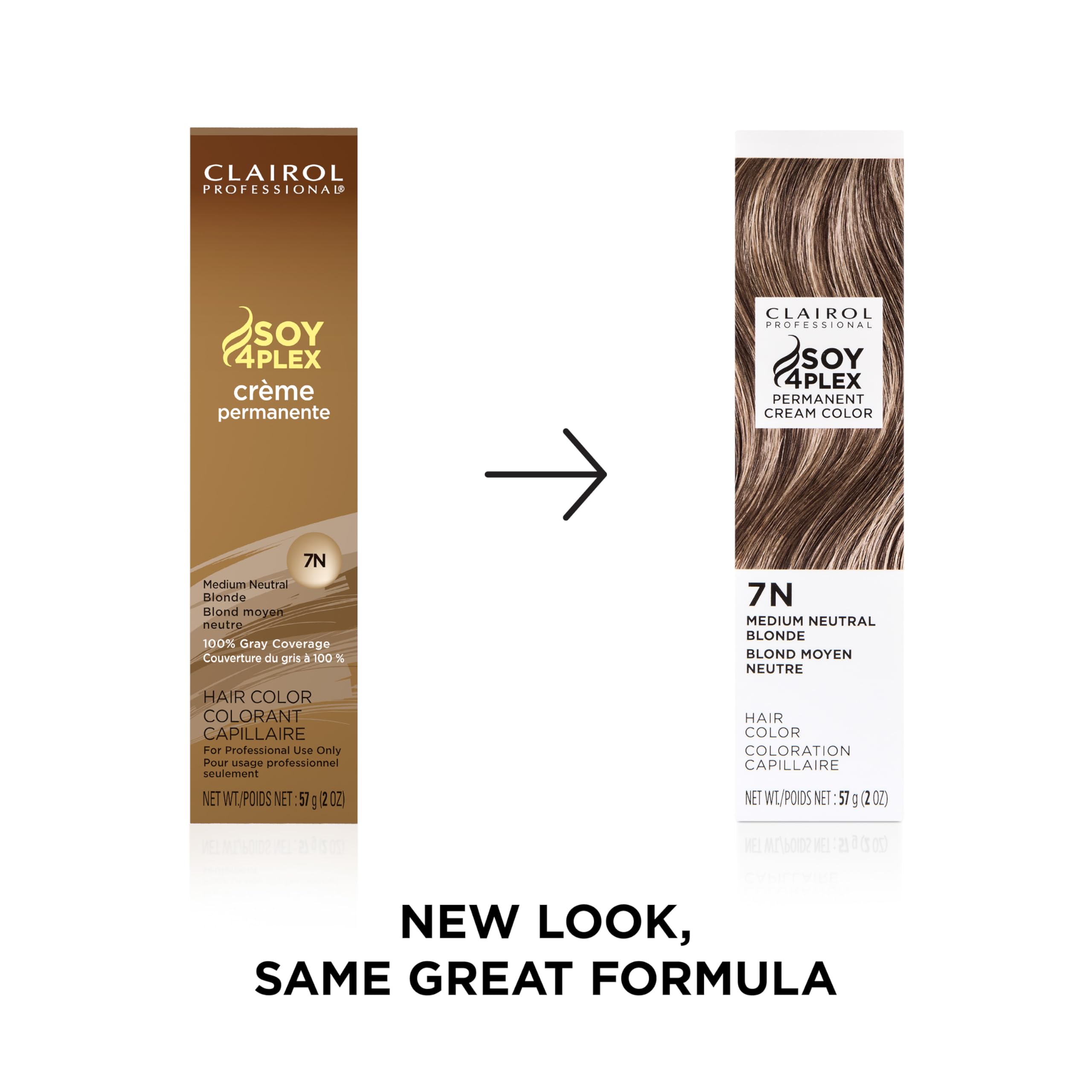 Clairol Professional Creme Permanente 7N swatch demonstrates neutral blonde shade.