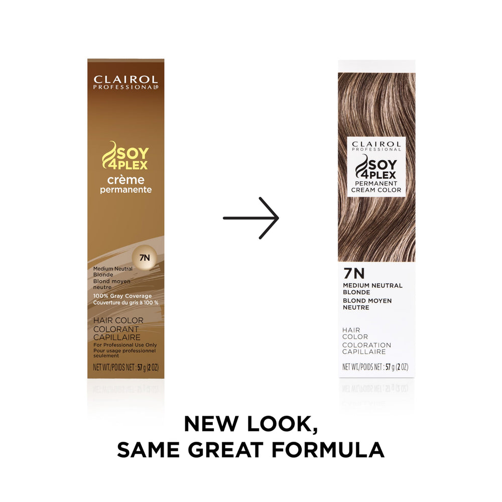 Clairol Professional Creme Permanente 7N swatch demonstrates neutral blonde shade.