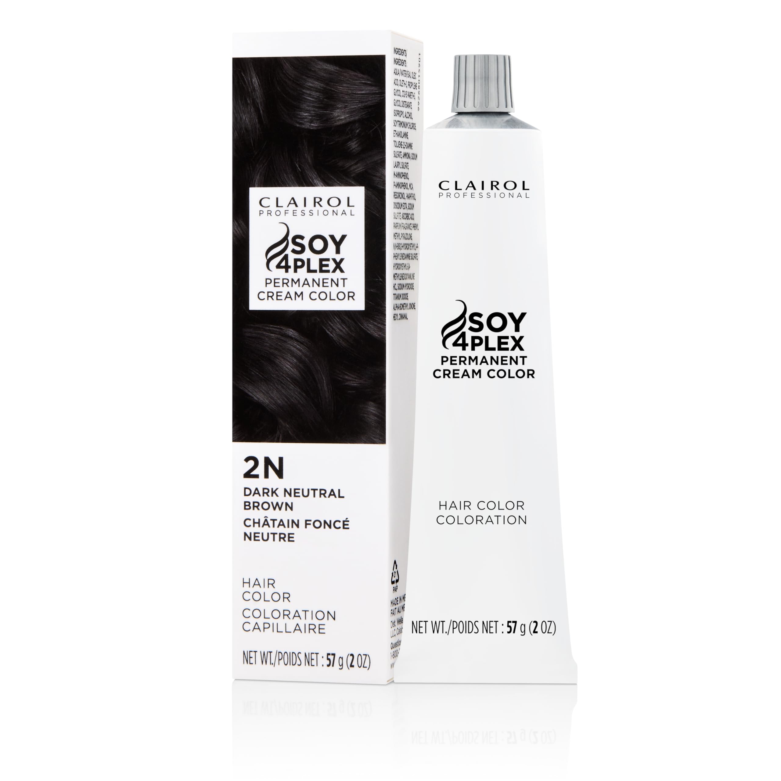 Clairol Professional Creme Permanente 2n bottle showing rich color and conditioning shine