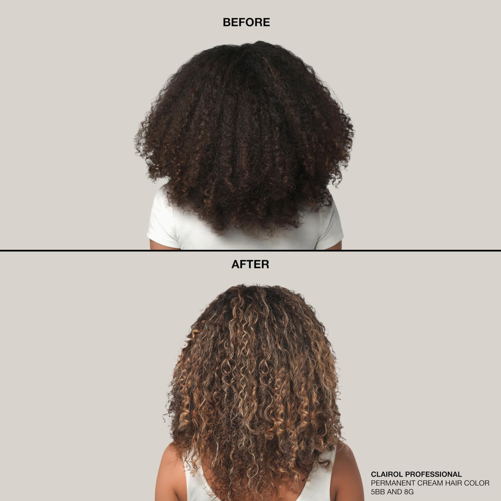 Hair with radiant shine after using Crème Permanente 8A shade.
