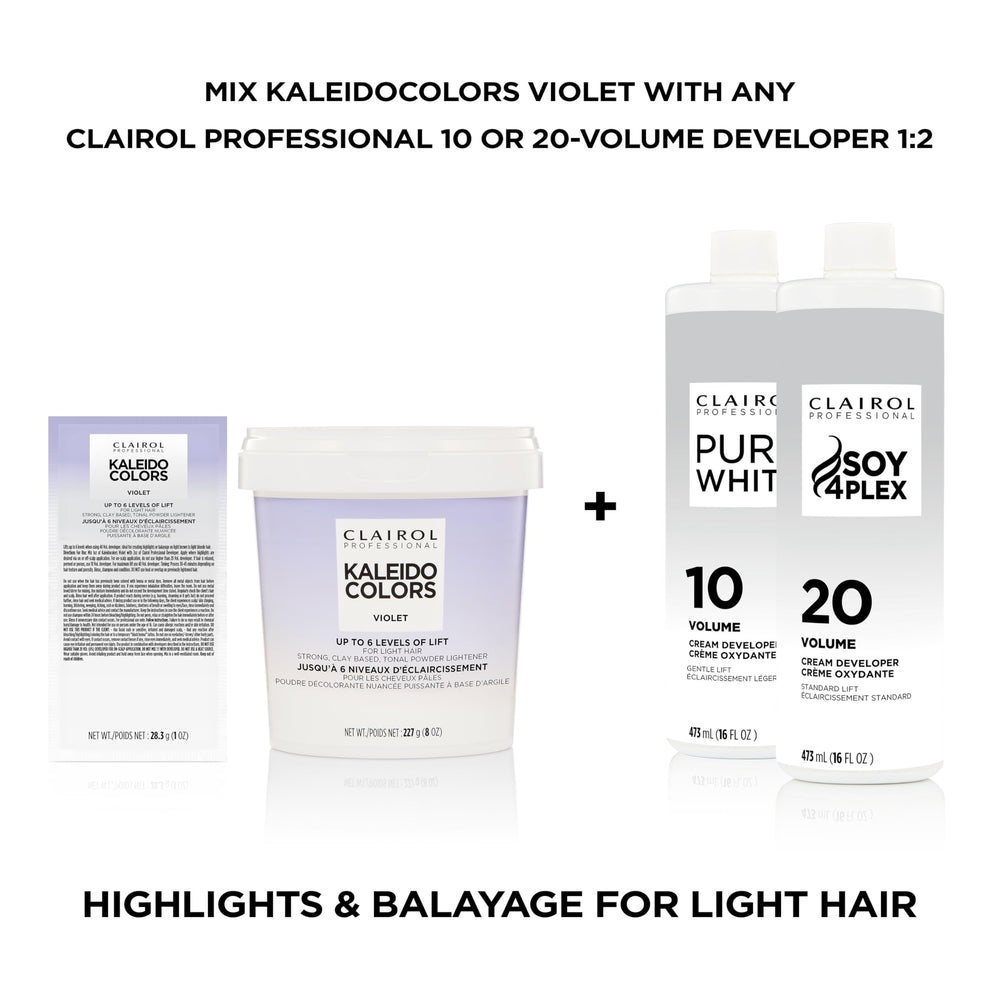Kaleidocolors violet aloe-vera-essence keeps hair moisturized during lightening