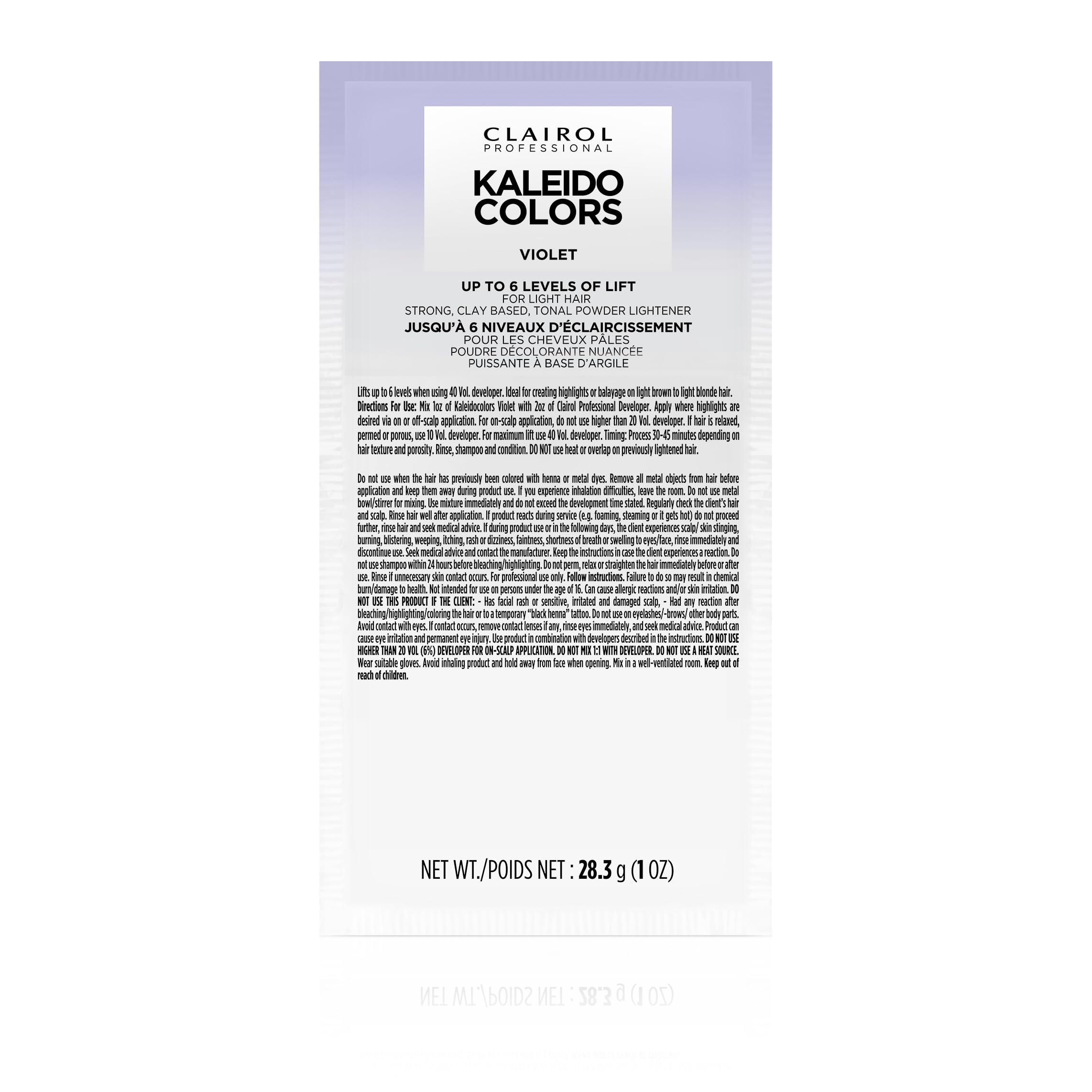Clairol Professional Kaleidocolors violet bottle for quick, even lightening and toned results