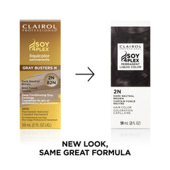 Clairol Liquicolor shade swatches show neutral, ash, gold, red families