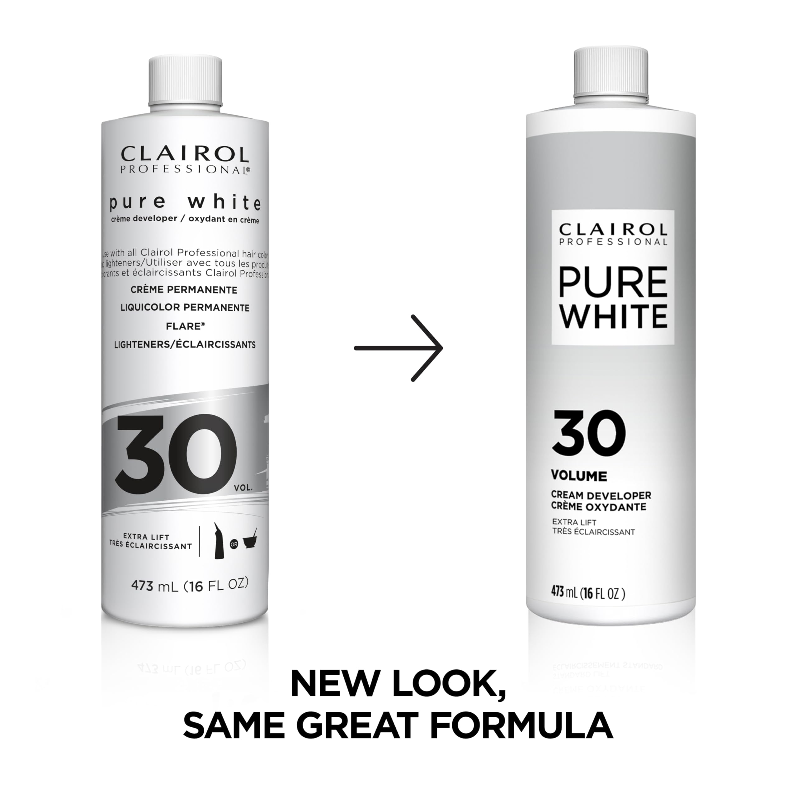 Clairol Professional Pure White Creme Developer creamy texture ideal for smooth mixing.