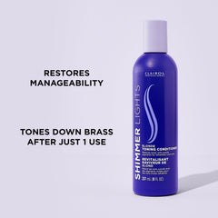 Aplicación en cabello mojado con acondicionador morado Shimmer Lights