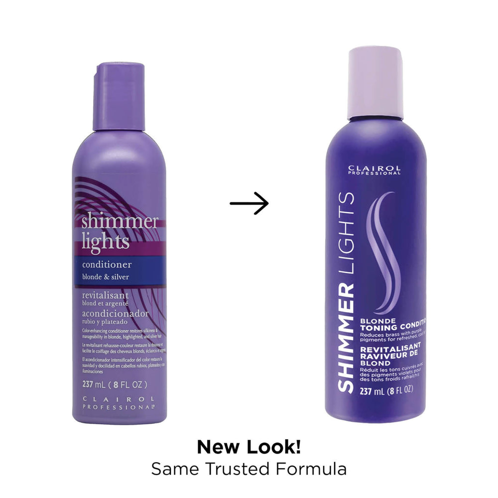 Textura cremosa del acondicionador morado Shimmer Lights para cabello rubio