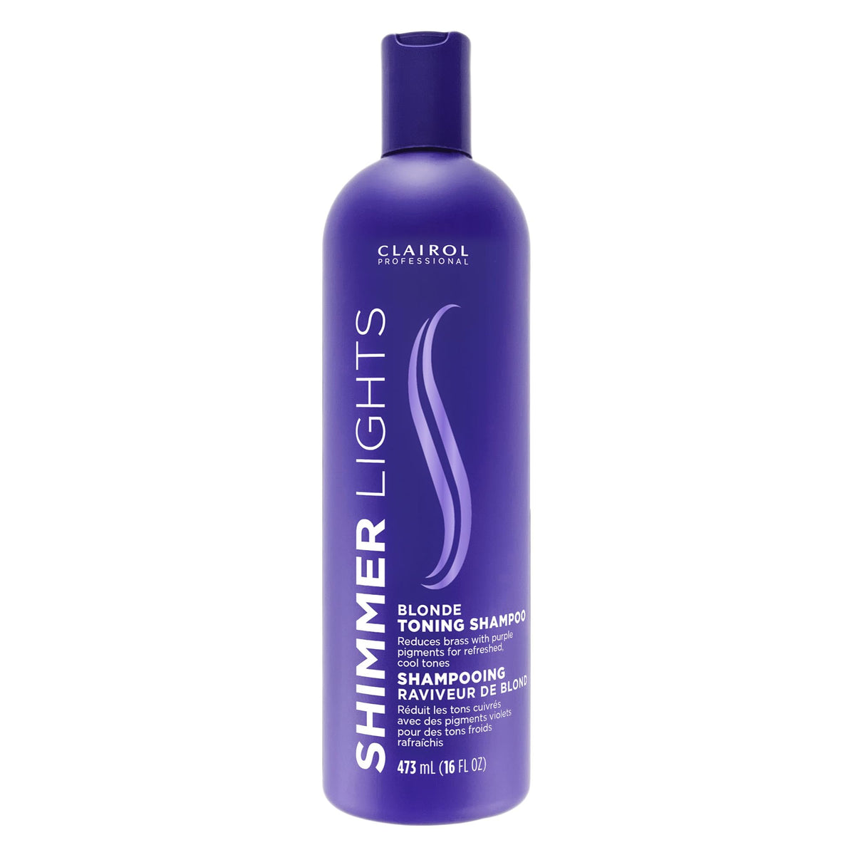 Botella de Shimmer Lights de Clairol Professional para neutralizar amarillos en rubios
