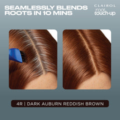 Swatch of Clairol 4R dark auburn shade matching salon tones