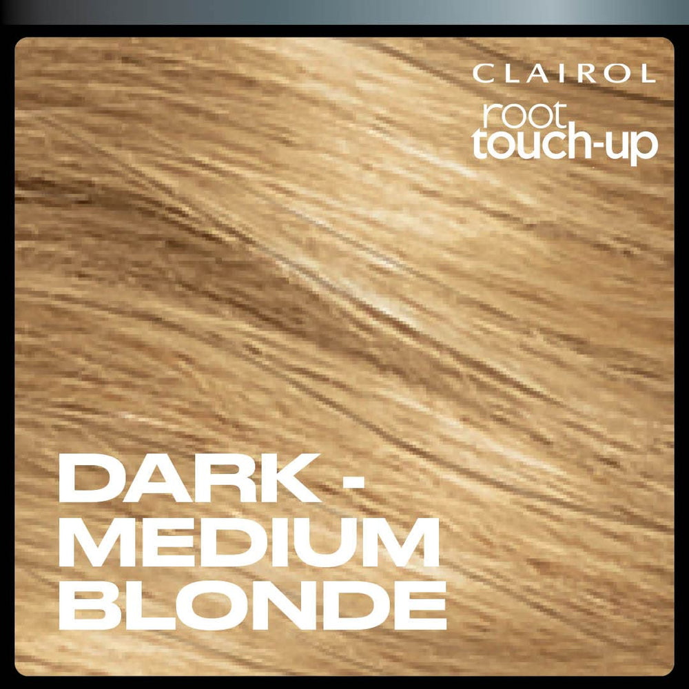 Before and after view with gray roots concealed using Clairol spray