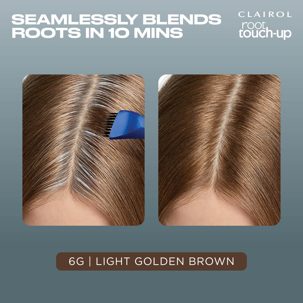 Clairol Root Touch-Up applying to roots demonstrates even coverage.