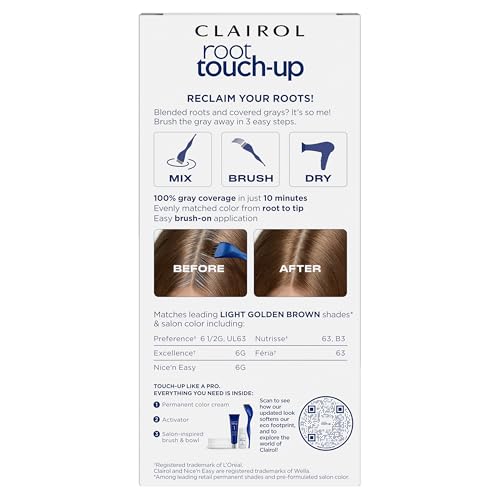 Clairol Root Touch-Up brush and bowl for precise at home application.