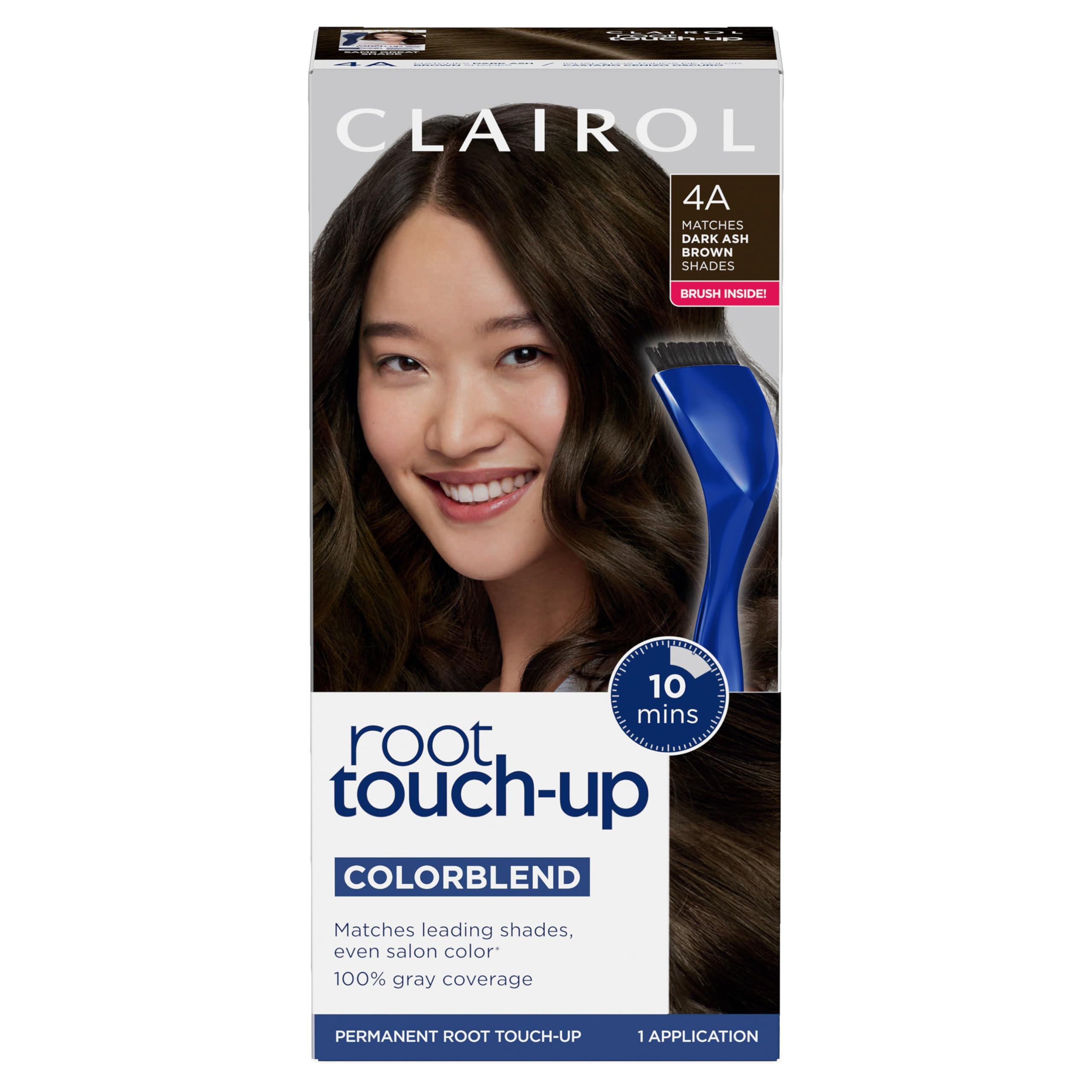 Clairol root touch-up color cream for seamless gray coverage and natural blending.