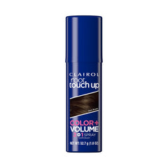 Clairol Root Touch-Up Color + Volume 2-in-1 sprays gray roots with instant volume.