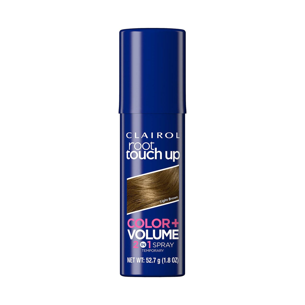 Clairol Root Touch-Up Color + Volume bottle pour covers gray roots instantly