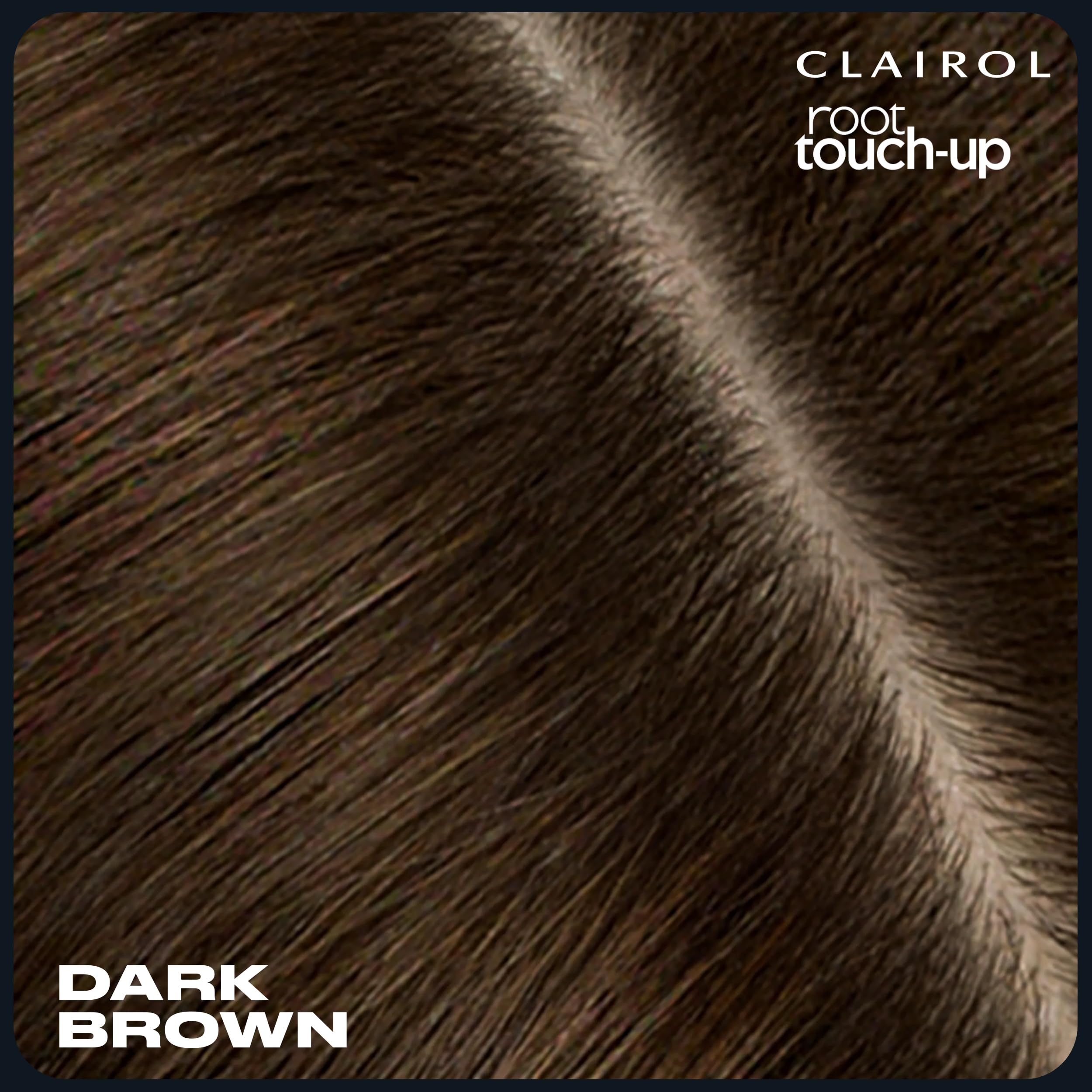 Clairol Root Touch-Up dark brown shade swatches for natural-looking blend.
