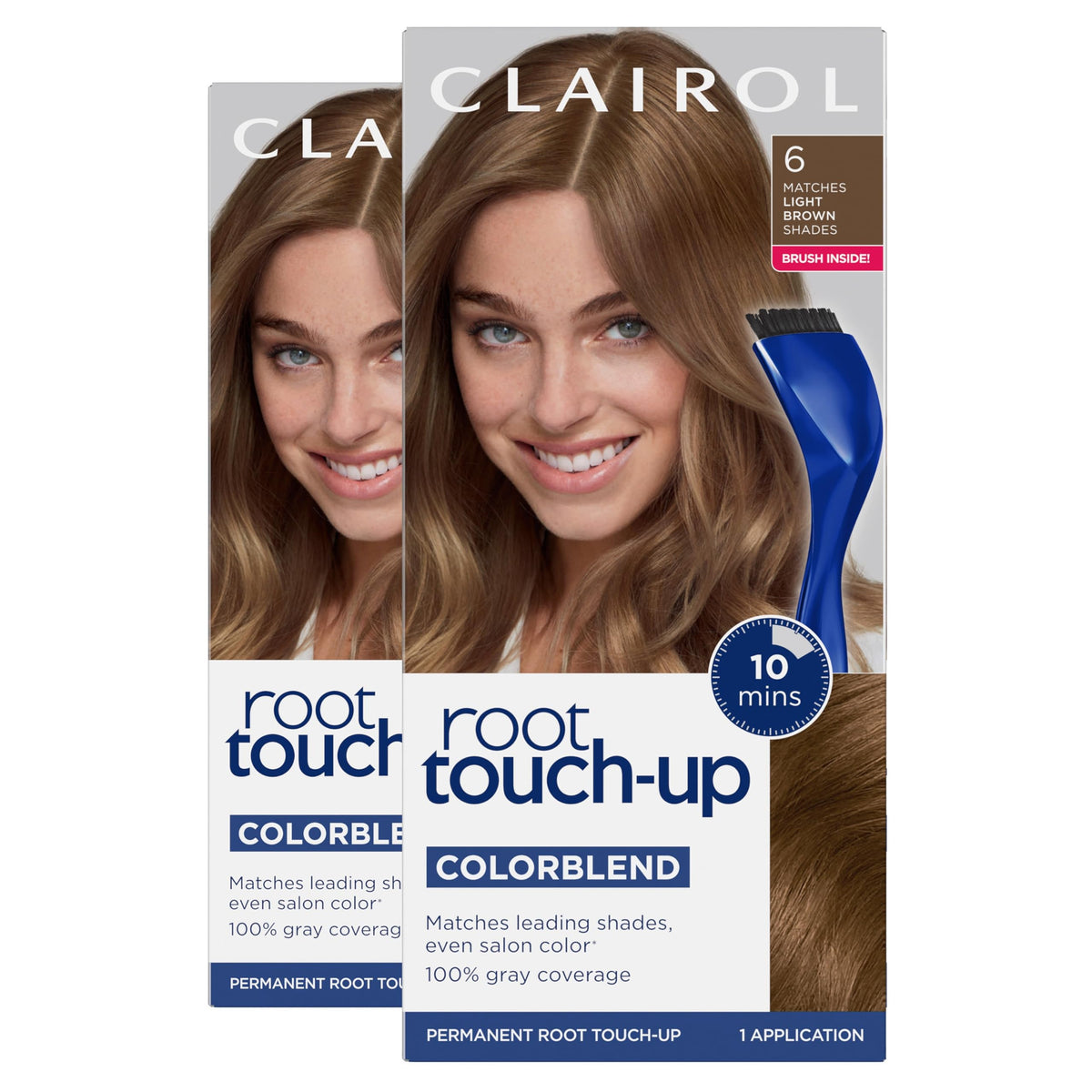 Clairol Root Touch-Up kit with brush and bowl for precise application.