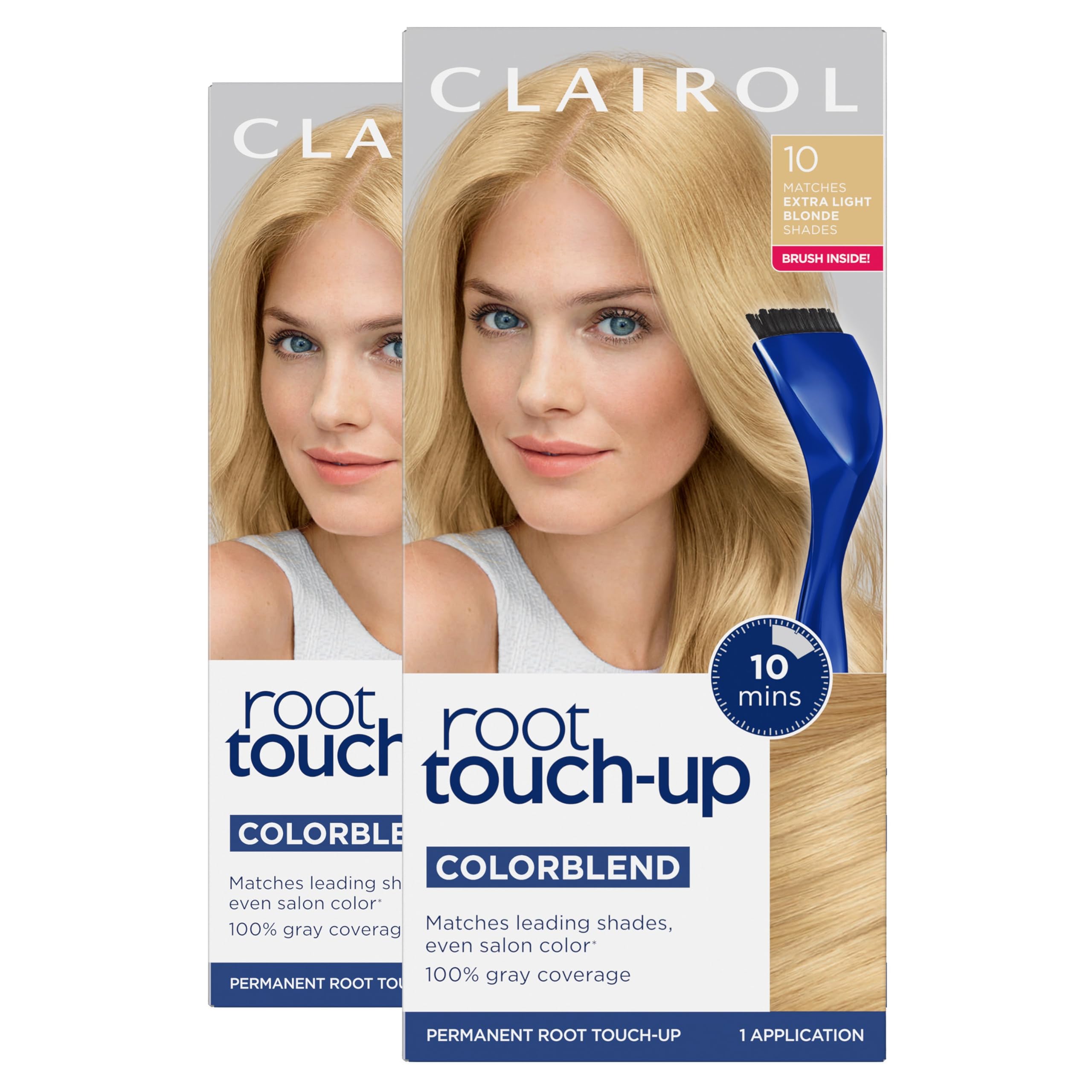 Clairol root touch-up kit with brush for at-home seamless application.