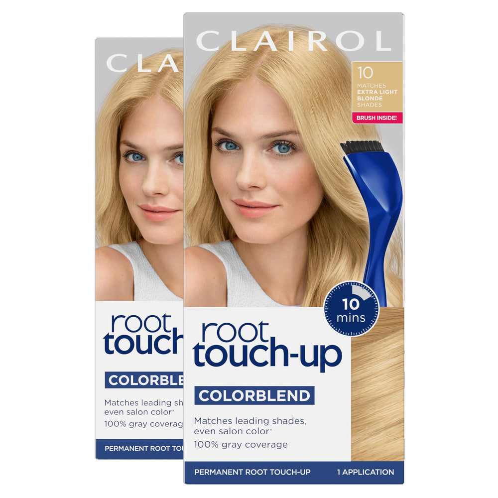 Clairol root touch-up kit with brush for at-home seamless application.
