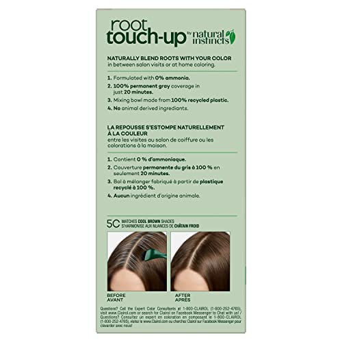 Clairol Root Touch-Up bottle close-up highlights ammonia-free formula for gentler processing