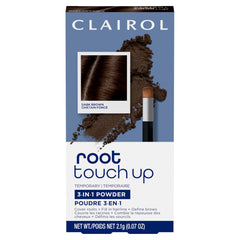 Clairol Root Touch-Up Powder with applicator brush conceals gray roots on the go.